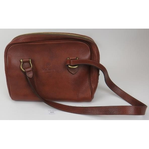 489 - A Mulberry tan leather handbag with original Mulberry plaid lining.
Provenance: Part of a private co... 