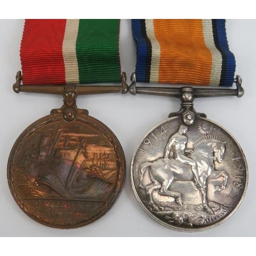 49 - A group of two WWI war medals. Awarded to Cecil E R Hickman. The group of medals comprise of The Mer... 