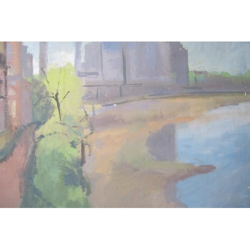 503 - British School (20th century) - 'Industrial landscape, oil on canvas, 51cm x 71cm, stretchered but u... 