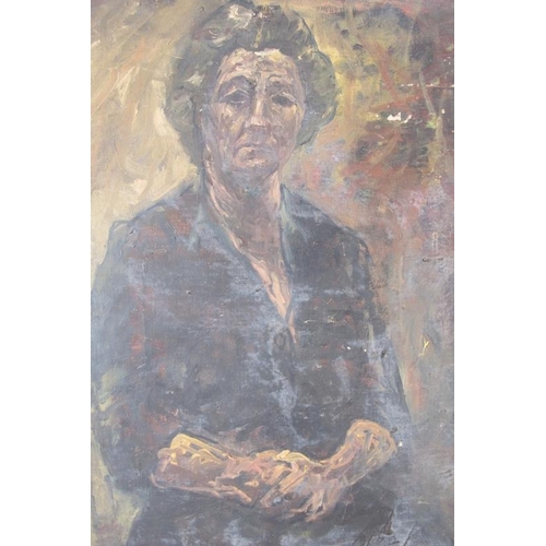 514 - British School (early/mid 20th century) - 'Portrait of a lady', Oil on canvas, 76cm x 62cm, stretche... 