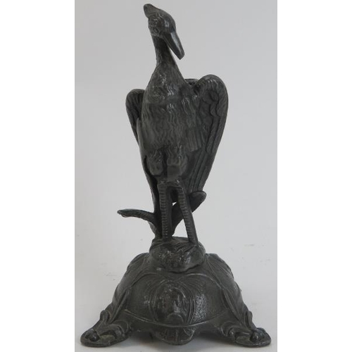 52 - A group of European figural bronze and pewter objects, 19th century. Comprising a bronze figure of D... 