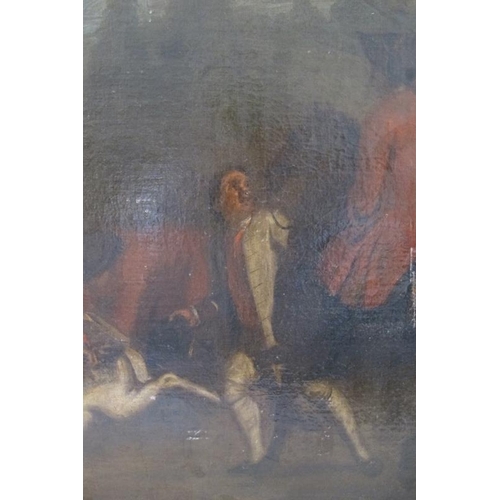 523 - British School (18th/19th century) - 'Figures with horses', canvas, 68cm x 92cm, stretchered but unf... 