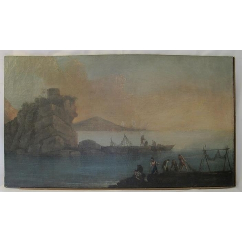 524 - Neapolitan School (19th century) - 'Bay of Naples', oil on canvas, 66cm x 114cm, stretchered but unf... 