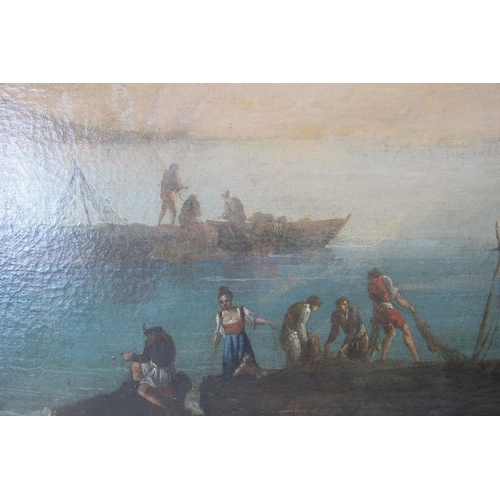 524 - Neapolitan School (19th century) - 'Bay of Naples', oil on canvas, 66cm x 114cm, stretchered but unf... 