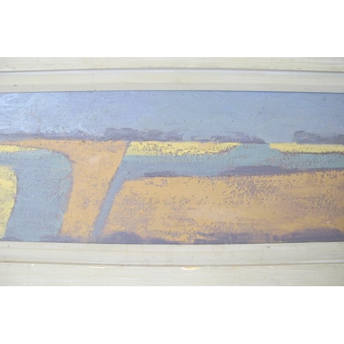 546 - 20th century school - 'September Fields', acrylic on board, titled verso, indistinctly signed verso,... 