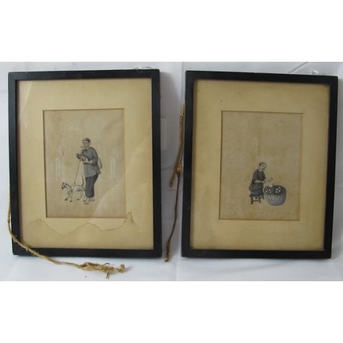 552 - Chinese School (19th century) - two paintings on rice paper depicting domestic figurative views, eac... 