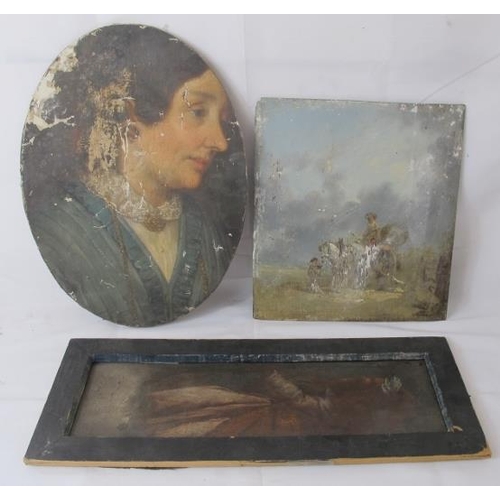 553 - Nine various antique oil paintings for restoration, 18th, 19th and early 20th century.  Provenance: ... 