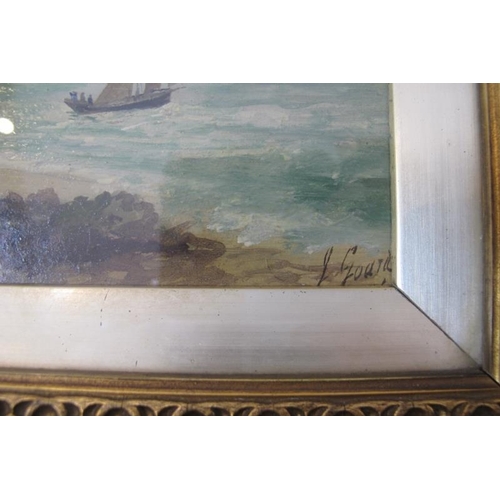 565 - British School (late 19th/early 20th century) - 'Coastline & beach scenes', a pair, oils, indistinct... 