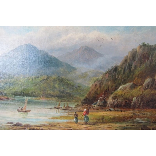 567 - A.A. Jacobi (1888) - 'North Wales mountainous lake scene', oil on canvas, signed and dated 1888, tit... 