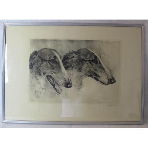 571 - Kurt Meyer-Eberhardt (1895 - 1977) - 'Two Borzoi' and 'Head of a Borzoi', pencil signed etchings 34c... 