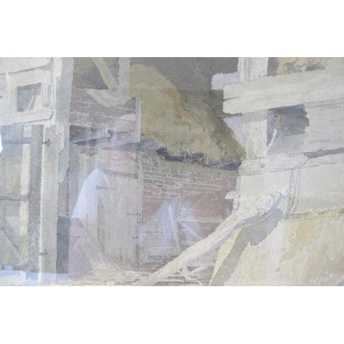 572 - Lyndon Goodwin Harris RSW RWA (1928-2006) - 'An old barn', watercolour, labels verso for Royal Insti... 