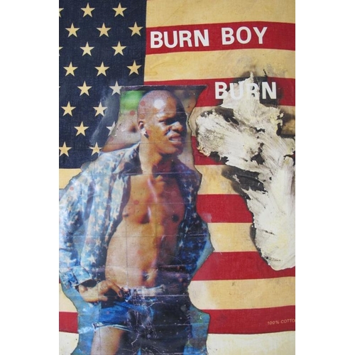 582 - Charlie Pi (British, late 20th/early 21st century - 'Burn Boy Burn', collage, sheet approx: 85cm x 6... 