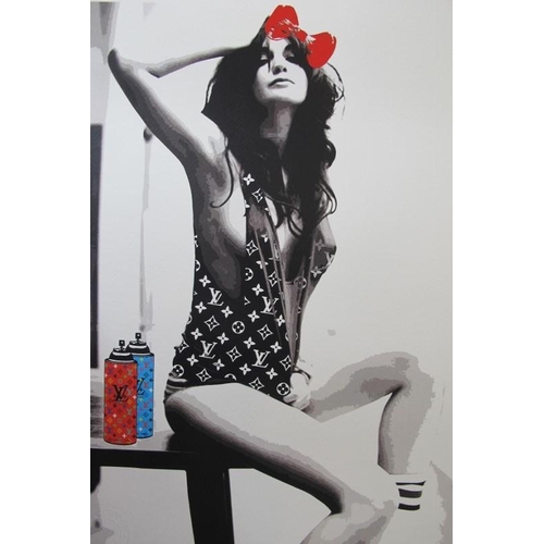 587 - DEATH NYC (Contemporary New York Street artist, b.1979) - 'LV Girl', pencil signed giclee on paper w... 