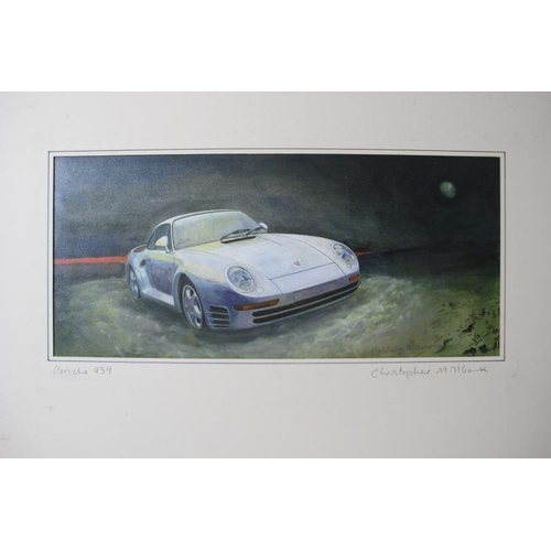 591 - Christopher Millbank (b. 1962) - 'Porsche 959', acrylic, signed and titled, 21cm x 47cm, mounted but... 