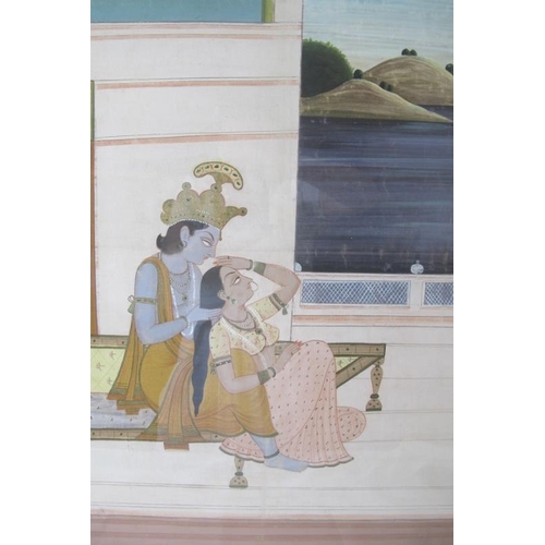 594 - Indian Mughal School (20th century) - male figure of high social standing with female attendant', la... 