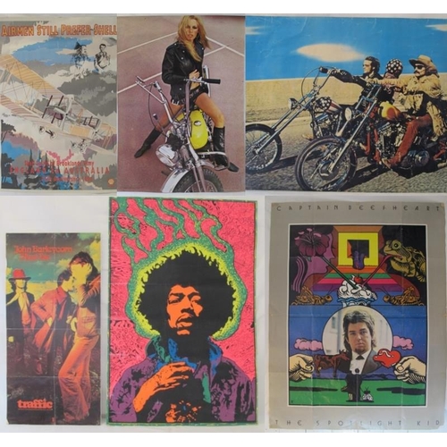 598 - Six various reproduction posters, including Jimmi Hendrix, Easy Rider, Captain BeefHeart, etc. (6).
... 