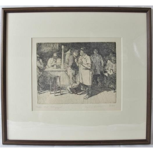 599 - Roland Batchelor (1889-1990) - 'Coffee Shop', pencil signed limited edition etching, numbered 9/40, ... 