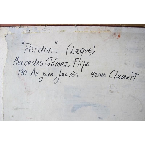 609 - Mercedes Gomez Flipo (1980) - 'Perdon', oil on board, signed and dated 1980, inscribed verso with ti... 