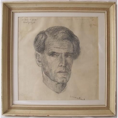 610 - Circle of Lucien Freud OM (British, 1922-2011) - 'Study of a male head', pencil, bears a signature, ... 