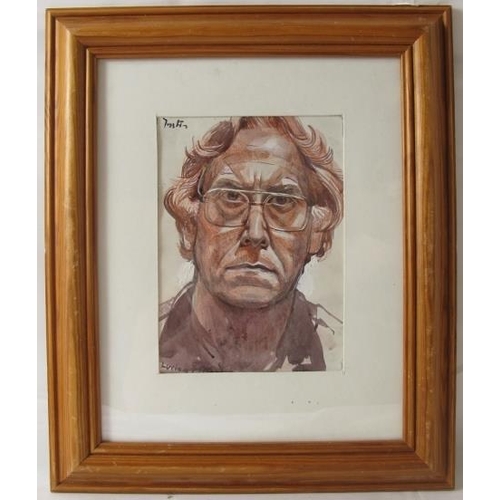 611 - Circle of Lucien Freud OM (British, 1922-2011) - 'Portrait study of a male head', watercolour, bears... 