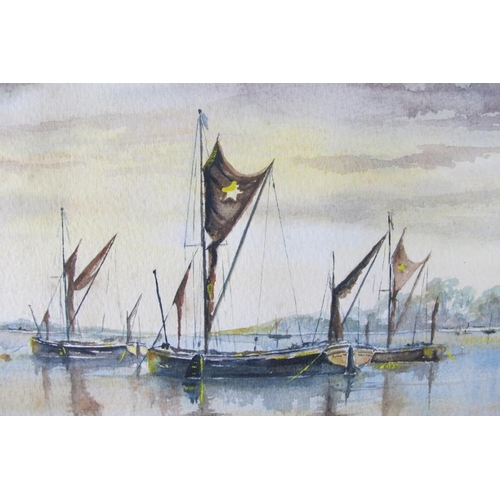 632 - John Hopgood (1984) - 'Pin Mill Dawn', watercolour, signed, dated, titled, 23cm x 33cm, mounted but ... 