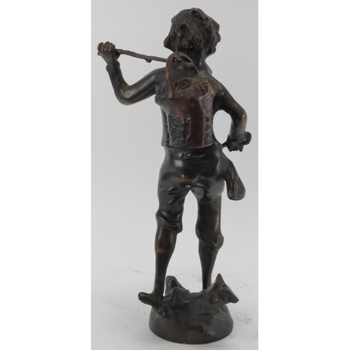 65 - A bronze statue of a grape picker boy, 20th century. Modelled after works by Auguste Moreau. 13.8 in... 