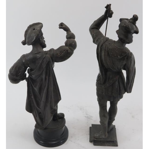 66 - Two European spelter figural statues. (2 items)  in (cm) height. 
Condition report: Some wear with a... 