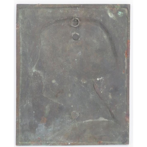 75 - A bronze plaque depicting a portrait of a lady in profile, signed F Lessore and dated 1913. Frederic... 