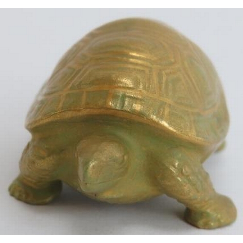 81 - A Royal Worcester miniature gilt porcelain tortoise, circa 1912. Entirely gilt painted with a Royal ... 