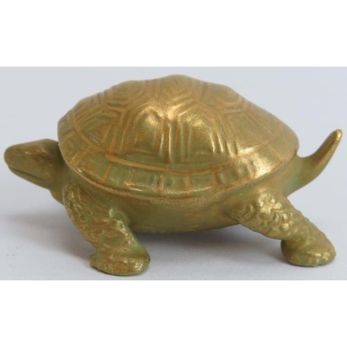 81 - A Royal Worcester miniature gilt porcelain tortoise, circa 1912. Entirely gilt painted with a Royal ... 