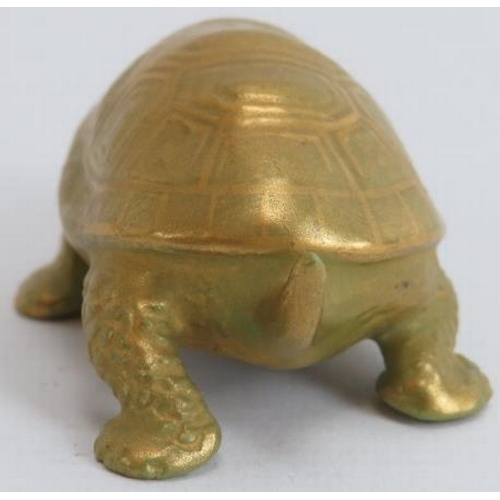 81 - A Royal Worcester miniature gilt porcelain tortoise, circa 1912. Entirely gilt painted with a Royal ... 