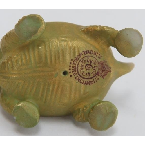 81 - A Royal Worcester miniature gilt porcelain tortoise, circa 1912. Entirely gilt painted with a Royal ... 