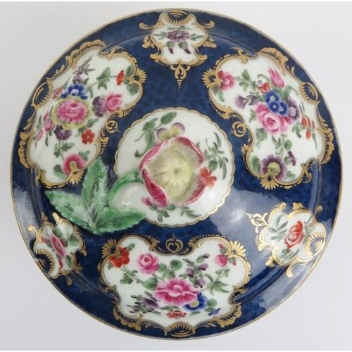 9 - An early Worcester gilt and polychrome enamel decorated porcelain sucre bowl and cover, circa 1775. ... 