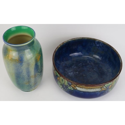 91 - A Royal Doulton vase and bowl. Impressed factory marks beneath. (2 items) Vase: 7.8 in (19.7 cm) hei... 