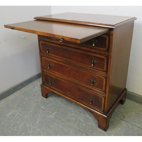 708 - A good quality George II style burr walnut batchelor’s chest, crossbanded and with herringbone parqu... 