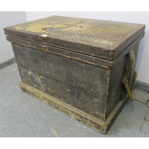 715 - A 19th century metal bound carpenter’s trunk, the bespoke mahogany fitted interior housing a selecti... 