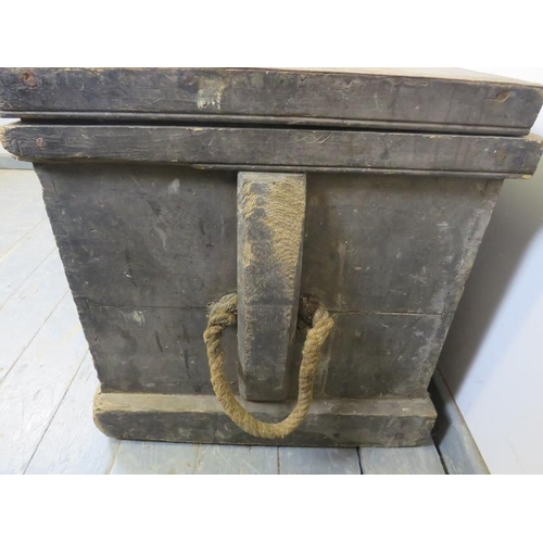 715 - A 19th century metal bound carpenter’s trunk, the bespoke mahogany fitted interior housing a selecti... 