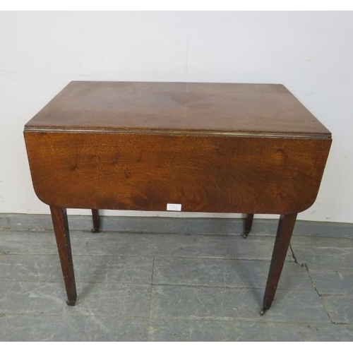 743 - A Georgian mahogany Sutherland table of small proportions, with reeded edge, housing one single draw... 