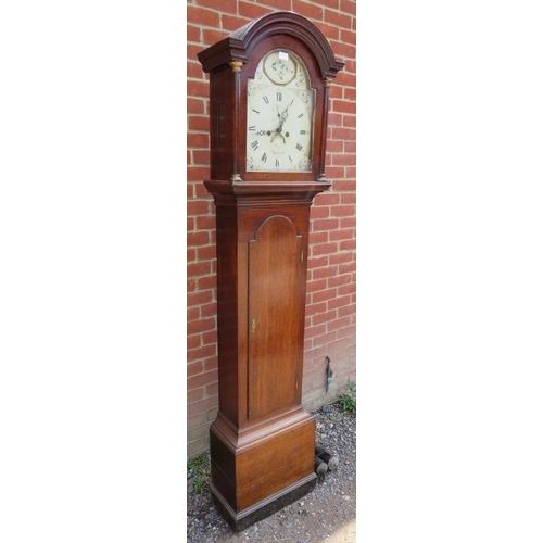 831 - A 19th century oak cased 8-day striking longcase clock by Hunt of Yarmouth, the arched hood enclosin... 