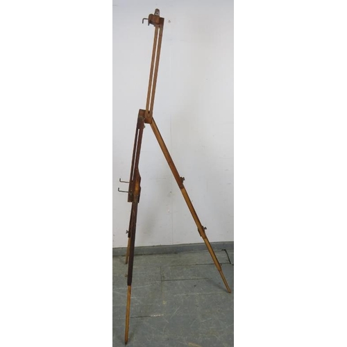 837 - An antique folding portable artist’s easel by Lechertier Barbe of Jermyn Street, on a tripod stand. ... 