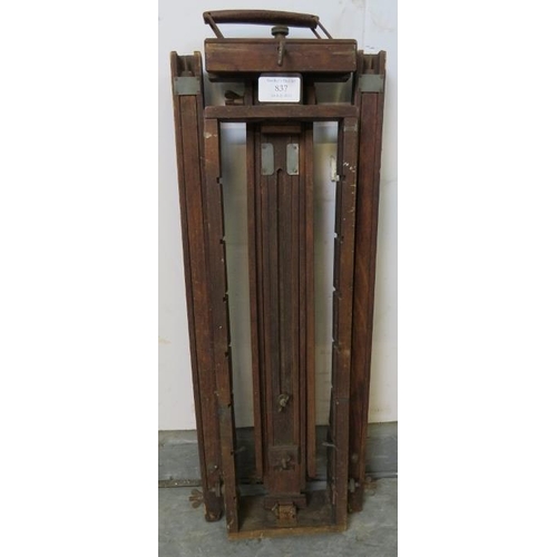 837 - An antique folding portable artist’s easel by Lechertier Barbe of Jermyn Street, on a tripod stand. ... 