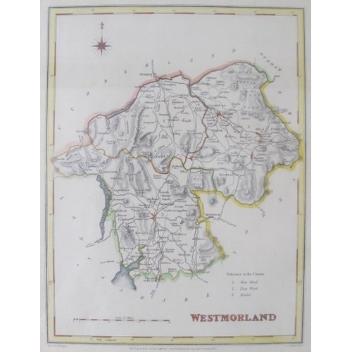 219 - Six antique maps of English  County's, two antique maps of Jersey and Guernsey - all framed.
Conditi... 