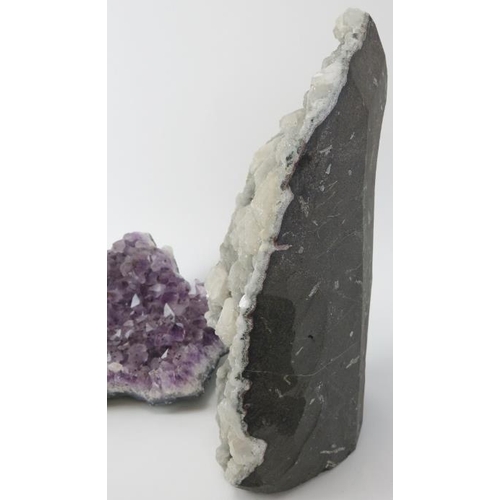 107 - Natural History: Two large amethyst and quartz rock crystal specimens. (2 items) Amethyst: 27 cm len... 