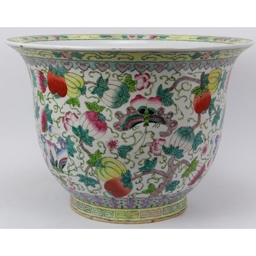 123 - A large Chinese polychrome painted porcelain jardinière, 20th century. 47.5 cm diameter, 33.3 cm hei... 