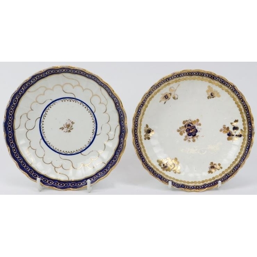 13 - A group of Caughley gilt blue and white porcelain cups and saucers, late 18th century. George III pe... 