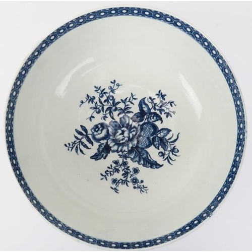 14 - A large Worcester blue and white ‘Pine Cone’ pattern porcelain bowl, circa 1770 - 1785. George III p... 