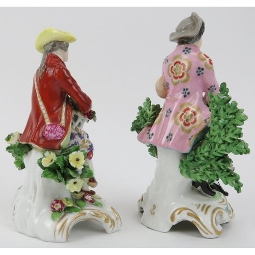 25 - Two Samson polychrome decorated porcelain figurines, 19th century. Gilt painted anchor marks to both... 