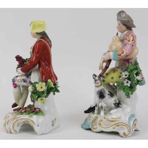 25 - Two Samson polychrome decorated porcelain figurines, 19th century. Gilt painted anchor marks to both... 