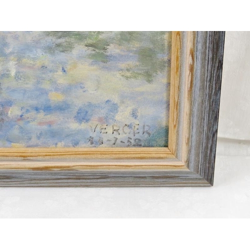 586 - Mercer (1952) - 'Harbour Scene', oil on board, signed and dated, 33cm x 41cm, framed.
Condition repo... 