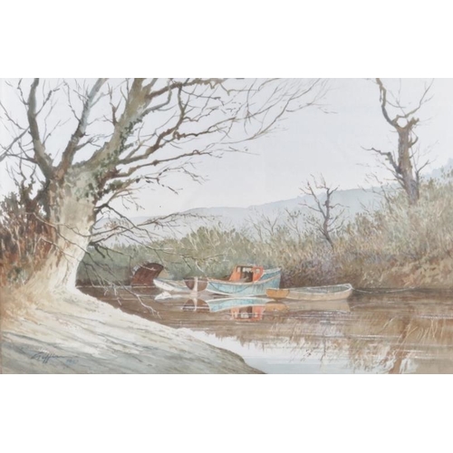 589 - Brian Giffin (1990) - 'Quiet Morning, Percuil River', watercolour, signed and dated, labels verso, 3... 